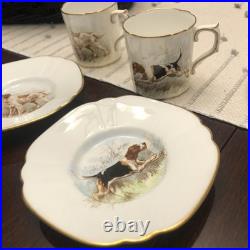 Rare Set 3 Royal Crown Derby DOG Demitasse Cups Saucers Artist Signed Stunning 4