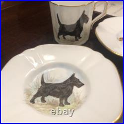 Rare Set 3 Royal Crown Derby DOG Demitasse Cups Saucers Artist Signed Stunning 4
