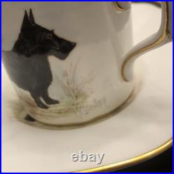 Rare Set 3 Royal Crown Derby DOG Demitasse Cups Saucers Artist Signed Stunning 4