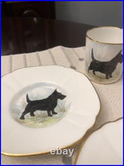 Rare Set 4 Royal Crown Derby DOG Demitasse Cups Saucers Artist Signed Stunning 1