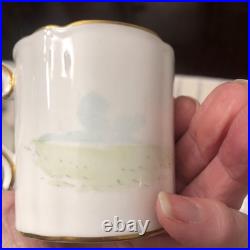 Rare Set 4 Royal Crown Derby DOG Demitasse Cups Saucers Artist Signed Stunning 1