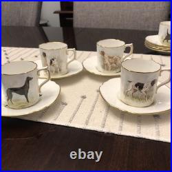 Rare Set 4 Royal Crown Derby DOG Demitasse Cups Saucers Artist Signed Stunning 3