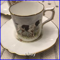 Rare Set 4 Royal Crown Derby DOG Demitasse Cups Saucers Artist Signed Stunning 3