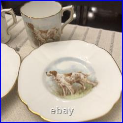 Rare Set 4 Royal Crown Derby DOG Demitasse Cups Saucers Artist Signed Stunning 3