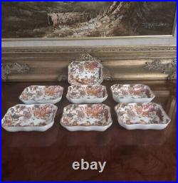 Rare! Set Of 7 Royal Crown Derby OLDE AVESBURY 1800 Tray Ash Trinket Dish A73