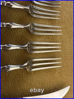 Rare Set Royal Crown Derby Posies 5 Steak Knives & 6 Forks