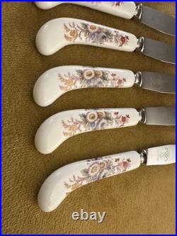 Rare Set Royal Crown Derby Posies 5 Steak Knives & 6 Forks