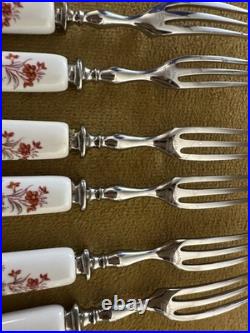 Rare Set Royal Crown Derby Posies 5 Steak Knives & 6 Forks