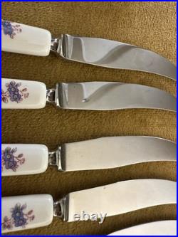 Rare Set Royal Crown Derby Posies 5 Steak Knives & 6 Forks