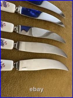 Rare Set Royal Crown Derby Posies 5 Steak Knives & 6 Forks