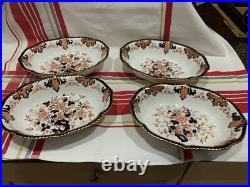 Rare Set of 4 Royal Crown Derby Imari Indian Tree 9 3/8 Oval Bowls Black Starr
