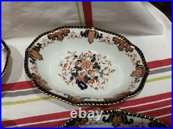 Rare Set of 4 Royal Crown Derby Imari Indian Tree 9 3/8 Oval Bowls Black Starr