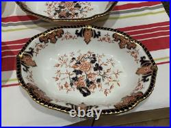 Rare Set of 4 Royal Crown Derby Imari Indian Tree 9 3/8 Oval Bowls Black Starr