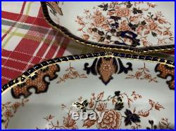 Rare Set of 4 Royal Crown Derby Imari Indian Tree 9 3/8 Oval Bowls Black Starr