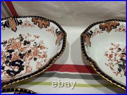 Rare Set of 4 Royal Crown Derby Imari Indian Tree 9 3/8 Oval Bowls Black Starr