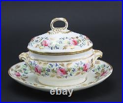 Rare c1820s Royal Crown Derby Floral Roses Hand Painted Gilt Sauce Tureen