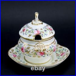 Rare c1820s Royal Crown Derby Floral Roses Hand Painted Gilt Sauce Tureen