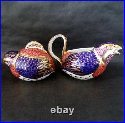 Retired ROYAL CROWN DERBY 3 Piece QUAIL Game Bird TEA SET Teapot Creamer Sugar