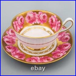 Royal Chelsea Heavy Gold Cabbage Pink Rose Tea Cup & Saucer FREE USA SHIPPING