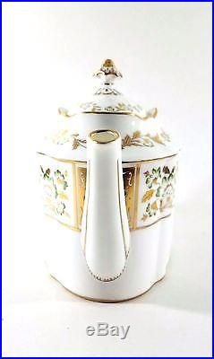 Royal Crown DERBY PANEL GREEN 5 Cup Tea Pot Teapot A1237 English Gold Porcelain