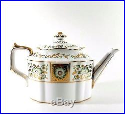 Royal Crown DERBY PANEL GREEN 5 Cup Tea Pot Teapot A1237 English Gold Porcelain