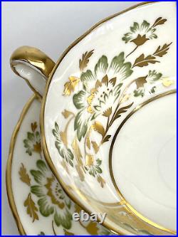Royal Crown DERBY PANEL GREEN Cream Soup Bowl & Saucer Underplate A1237 England