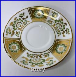 Royal Crown DERBY PANEL GREEN Cream Soup Bowl & Saucer Underplate A1237 England