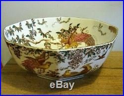 Royal Crown Derby 10large 8 Sided Porcelain Bowl Olde Avesbury England Excelent