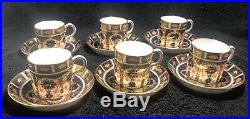 Royal Crown Derby 1128/1127 Imari Pattern Coffee Cans And Saucers