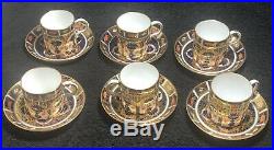 Royal Crown Derby 1128/1127 Imari Pattern Coffee Cans And Saucers