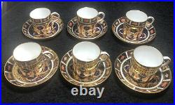 Royal Crown Derby 1128 Imari Pattern Coffee Cans And Saucers 12 Piece Set
