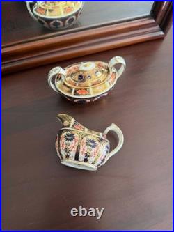 Royal Crown Derby 1128 Old Imari Creamer Milk Jug Lidded Sugar Bowl Set