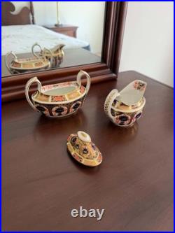Royal Crown Derby 1128 Old Imari Creamer Milk Jug Lidded Sugar Bowl Set