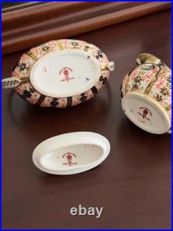 Royal Crown Derby 1128 Old Imari Creamer Milk Jug Lidded Sugar Bowl Set
