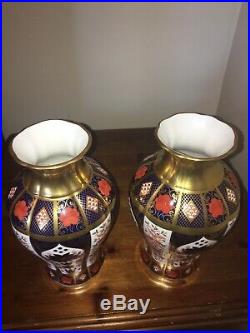 Royal Crown Derby 1128 Old Imari Passiflora Vases (2)