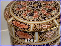Royal Crown Derby 1128 Or Old Imari Covered Cylindrical Box Date Code 1940