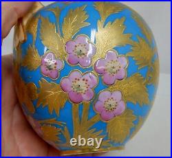 Royal Crown Derby 1870s Turquoise Blue, Pink and Gold Vase 82106