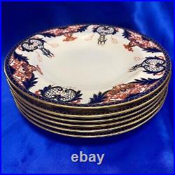 Royal Crown Derby 1936y Porcelain 1270 Pattern Set of 6 Plates 9 1/2H &1 1/4 D