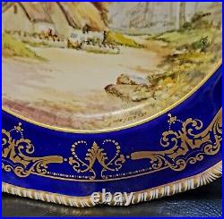 Royal Crown Derby 1937 Scenic Gold Encrusted Cobalt Dinner Plate Signed WEJ Dean