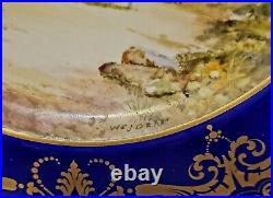 Royal Crown Derby 1937 Scenic Gold Encrusted Cobalt Dinner Plate Signed WEJ Dean