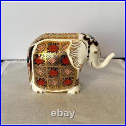 Royal Crown Derby 1996 Imari style elephant paperweight/figurine with gold stopper