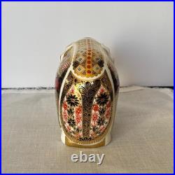 Royal Crown Derby 1996 Imari style elephant paperweight/figurine with gold stopper