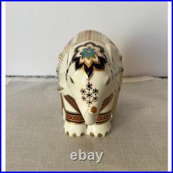 Royal Crown Derby 1996 Imari style elephant paperweight/figurine with gold stopper