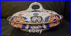 Royal Crown Derby 19th C Old Kings Imari Covered Vegetable Tureen Dish Rare #563