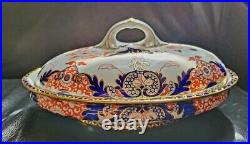 Royal Crown Derby 19th C Old Kings Imari Covered Vegetable Tureen Dish Rare 563