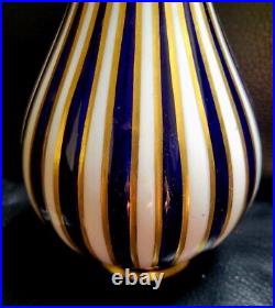 Royal Crown Derby 19thC Cobalt Gold Encrusted Striped Gourd 7 Bud Bulb Vase HTF