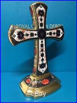 Royal Crown Derby 1st Quality Ltd Ed Old Imari Solid Gold Band Cross / Crucifix