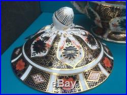 Royal Crown Derby 1st Quality Old Imari 1128 Sauce Tureen