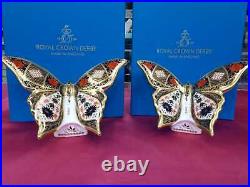 Royal Crown Derby 1st Quality Old Imari Solid Gold Band Butterfly Pair