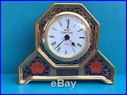 Royal Crown Derby 1st Quality Old Imari Solid Gold Band Desk Clock